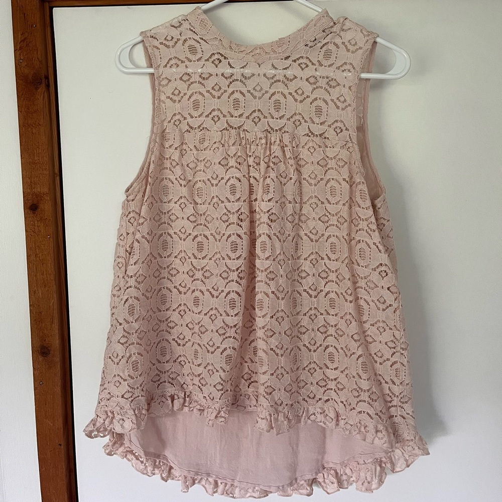 Medium pink lace RO&DE tank top